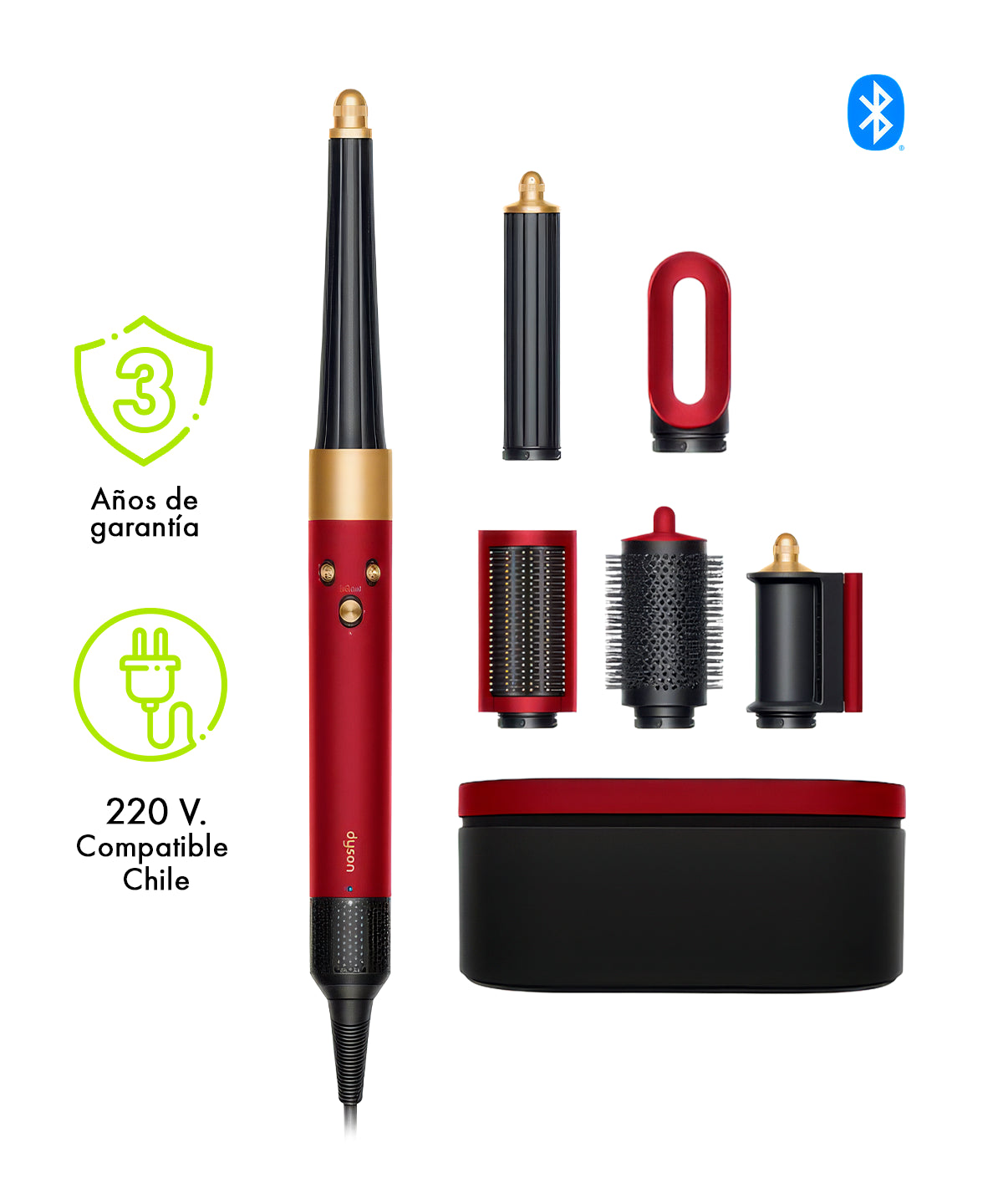 Dyson Airwrap i.d.™ - Liso + Ondulado (Red Velvet/Gold) – London